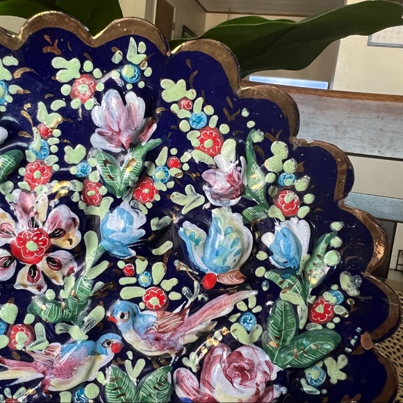 Vintage Persian Hand Painted Enamel on Copper Hanging Dish - Picture 13 of 14